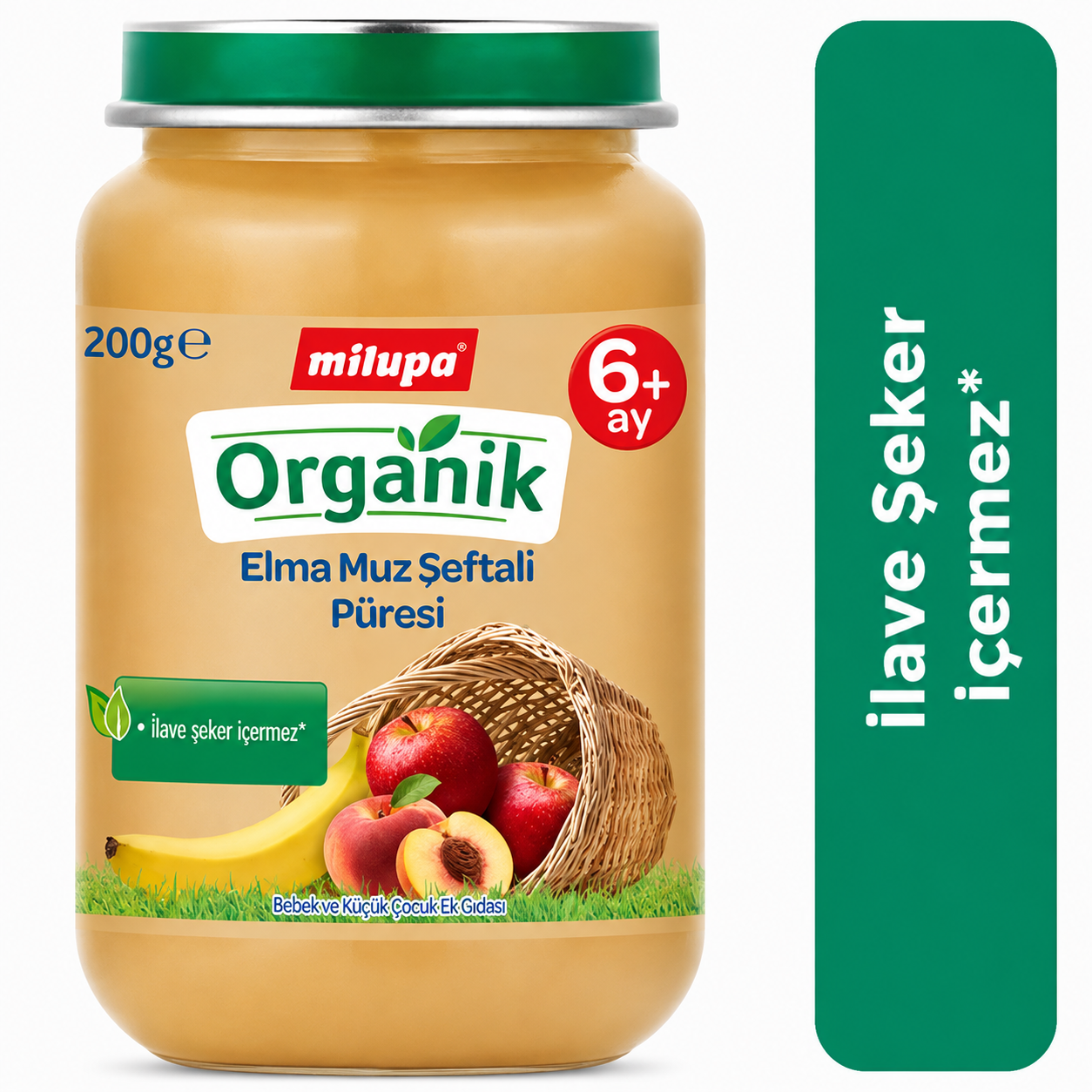 Kavanoz Organik Elma Muz Şeftali Püresi 200 gr