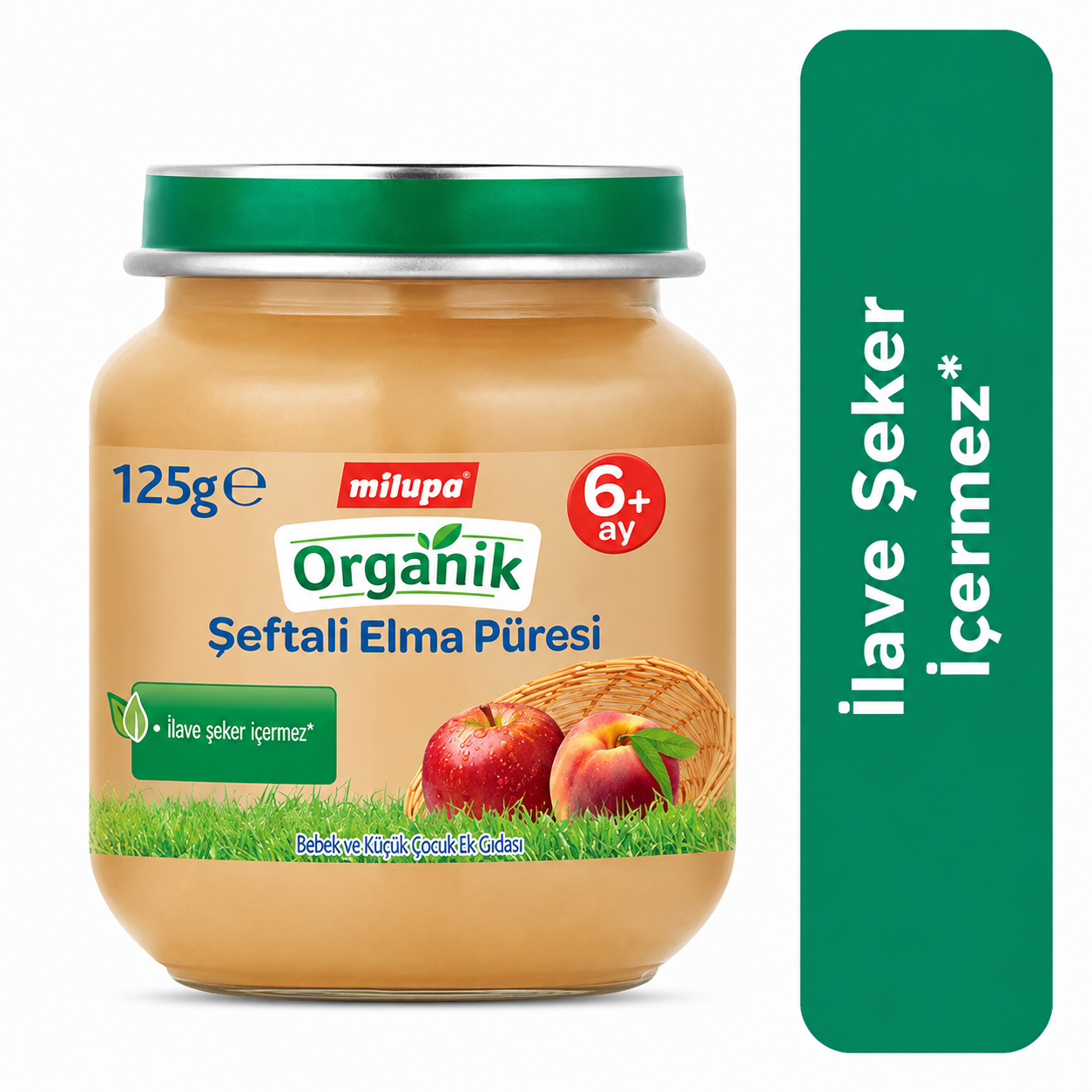 Kavanoz Organik Şeftali Elma Püresi 125 gr